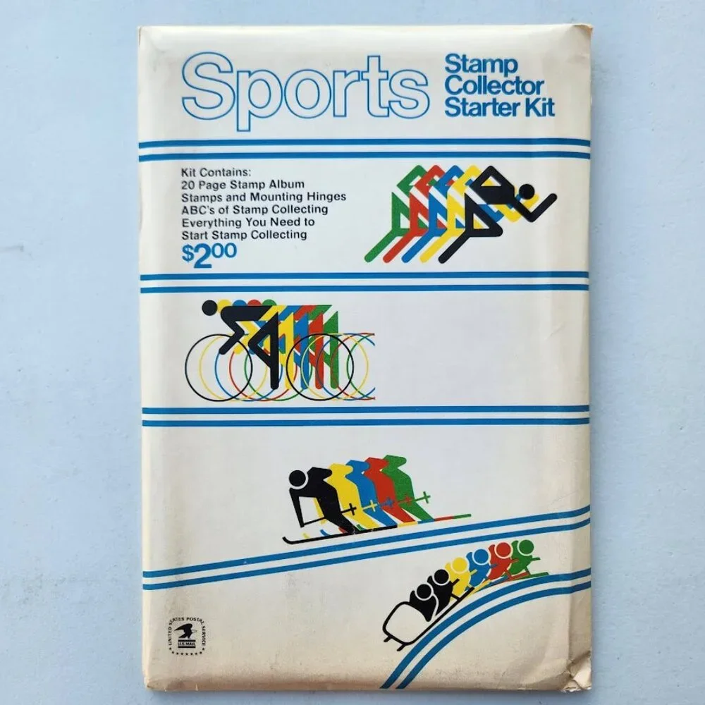 New Sports Stamp Collecting Kit Stamps Album book VINTAGE from the USPS United S